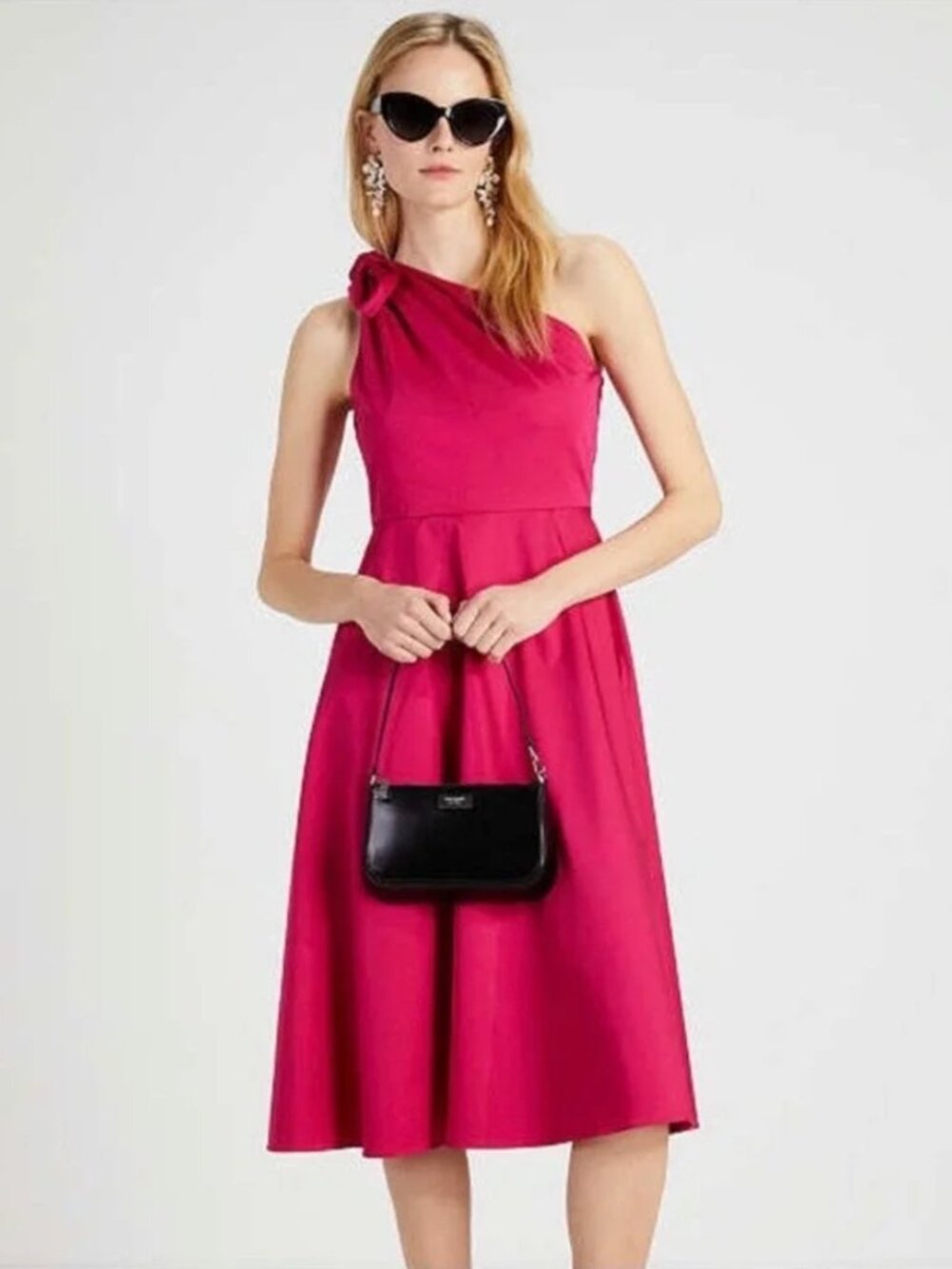 Kate Spade Pink One-Shoulder Tie-Detail Dress